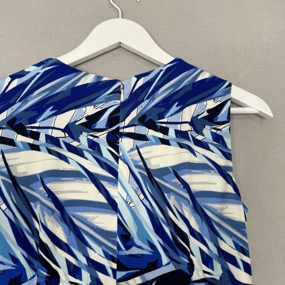 Eliza J Womens Dress 4 Blue Palm Leaf Jersey Knit Ruched Tropical Resort Vacay - Picture 9 of 12